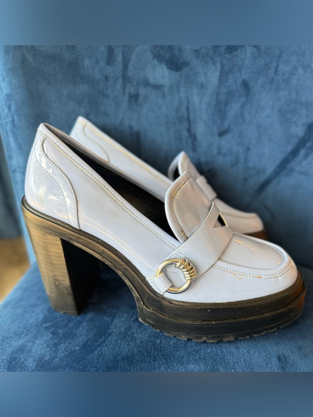 Gianni Bini lLight Blue Patent Platform Loafers